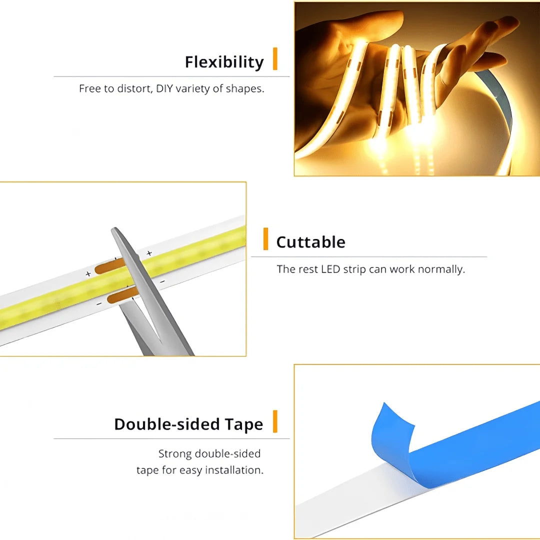 Tira LED COB USB 5V - 320 LEDs/m Táctil Regulable
