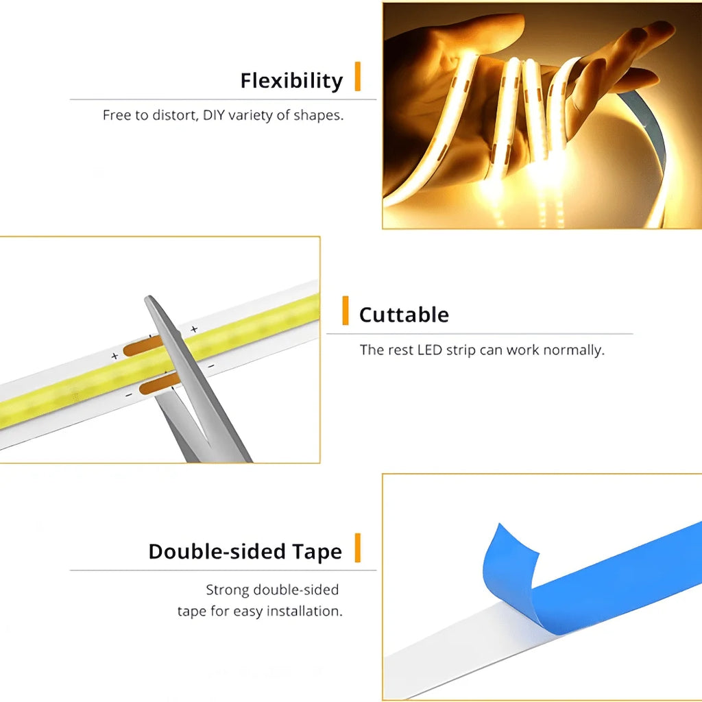 Tira LED COB USB 5V - 320 LEDs/m Táctil Regulable