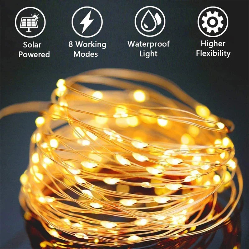 Guirnalda Solar LED 7-32m - Luces Jardin Exterior Impermeable
