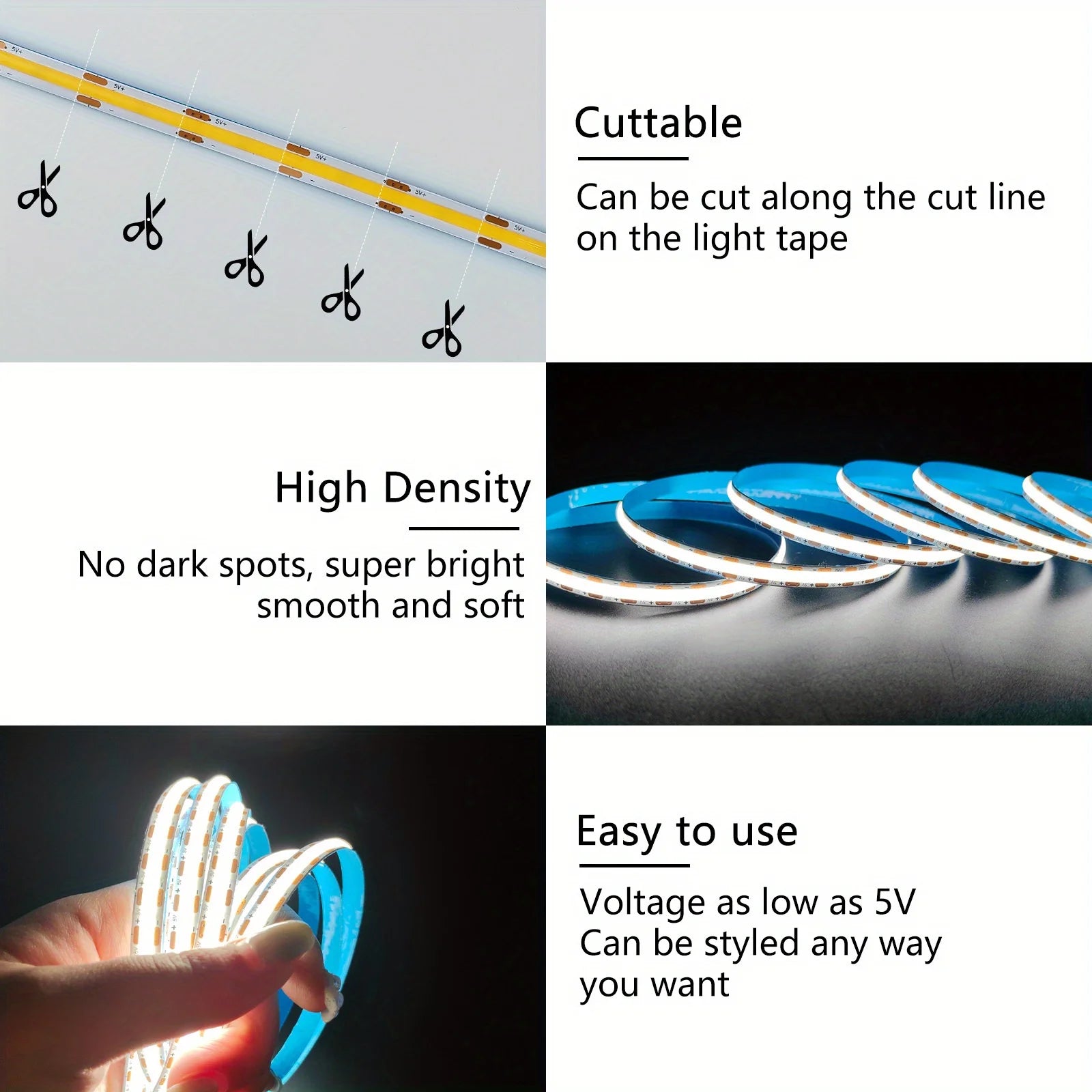Tira LED COB USB 5V - 320 LEDs/m Táctil Regulable
