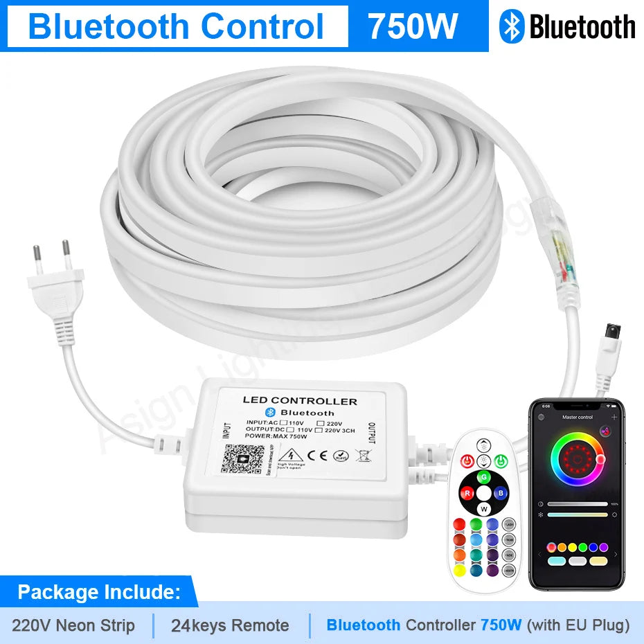 Tira LED Neon 220V RGB 1-100m - Exterior IP67 WiFi Tuya
