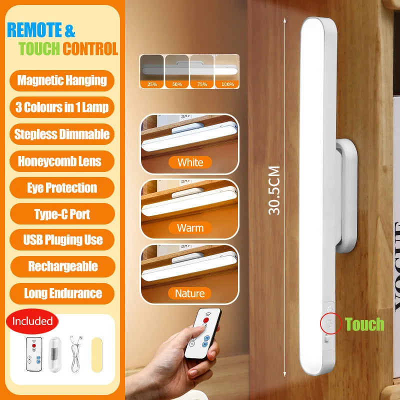 Lampara LED Magnetica Recargable - Mando Distancia 3 Colores