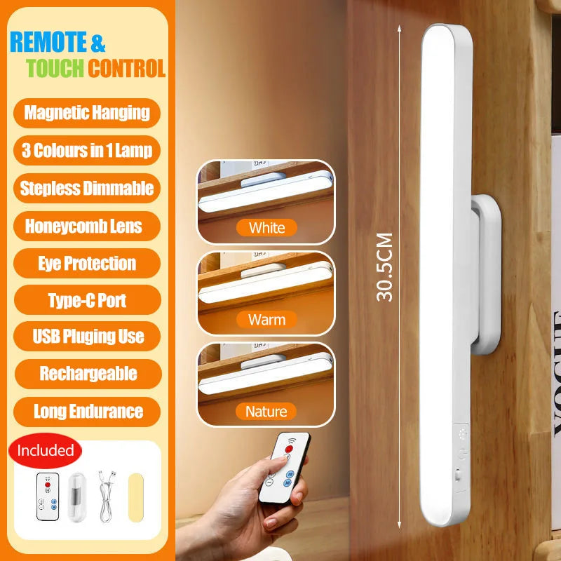 Lampara LED Magnetica Recargable - Mando Distancia 3 Colores