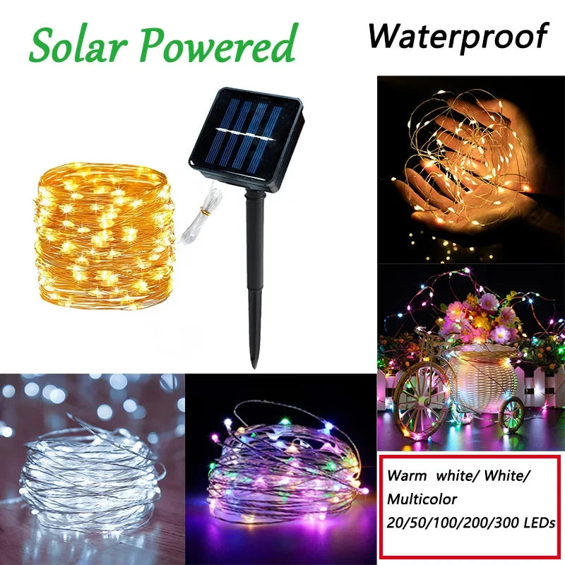 Guirnalda Solar LED 7-32m - Luces Jardin Exterior Impermeable