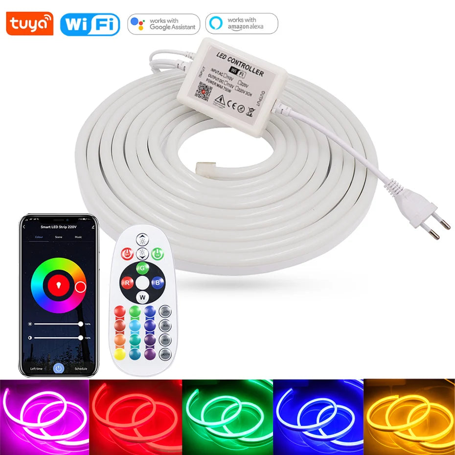 Tira LED Neon 220V RGB 1-100m - Exterior IP67 WiFi Tuya