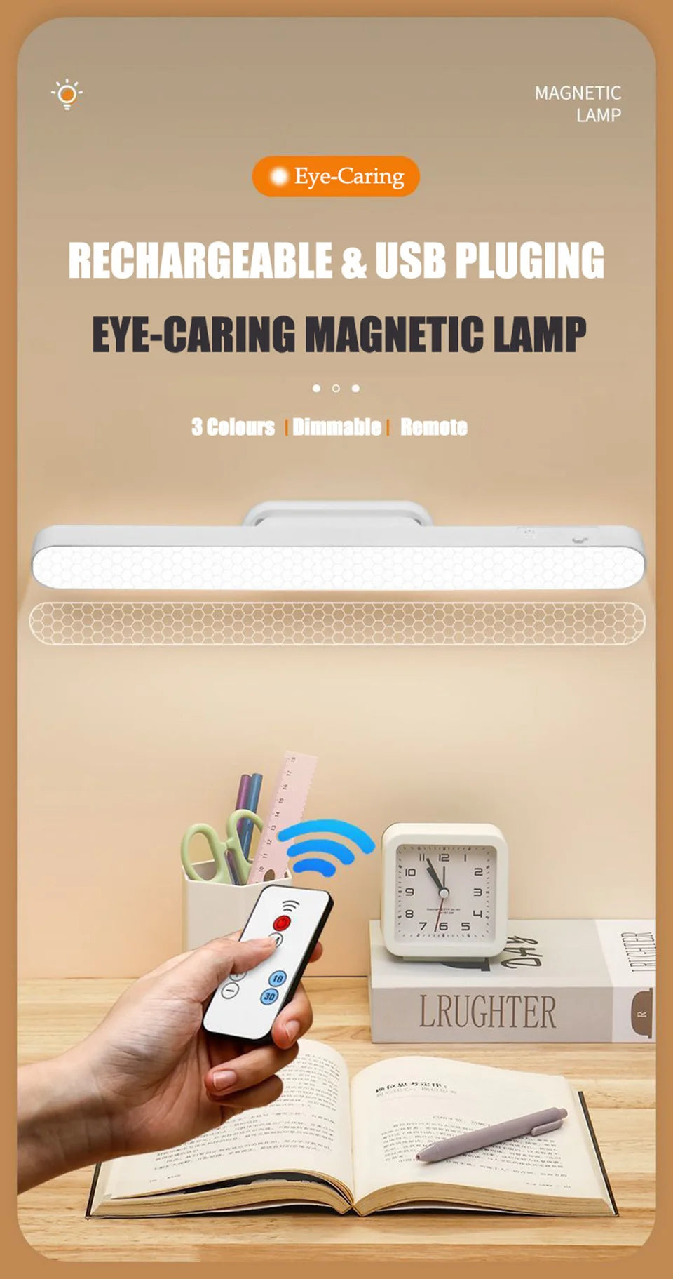 Lampara LED Magnetica Recargable - Mando Distancia 3 Colores