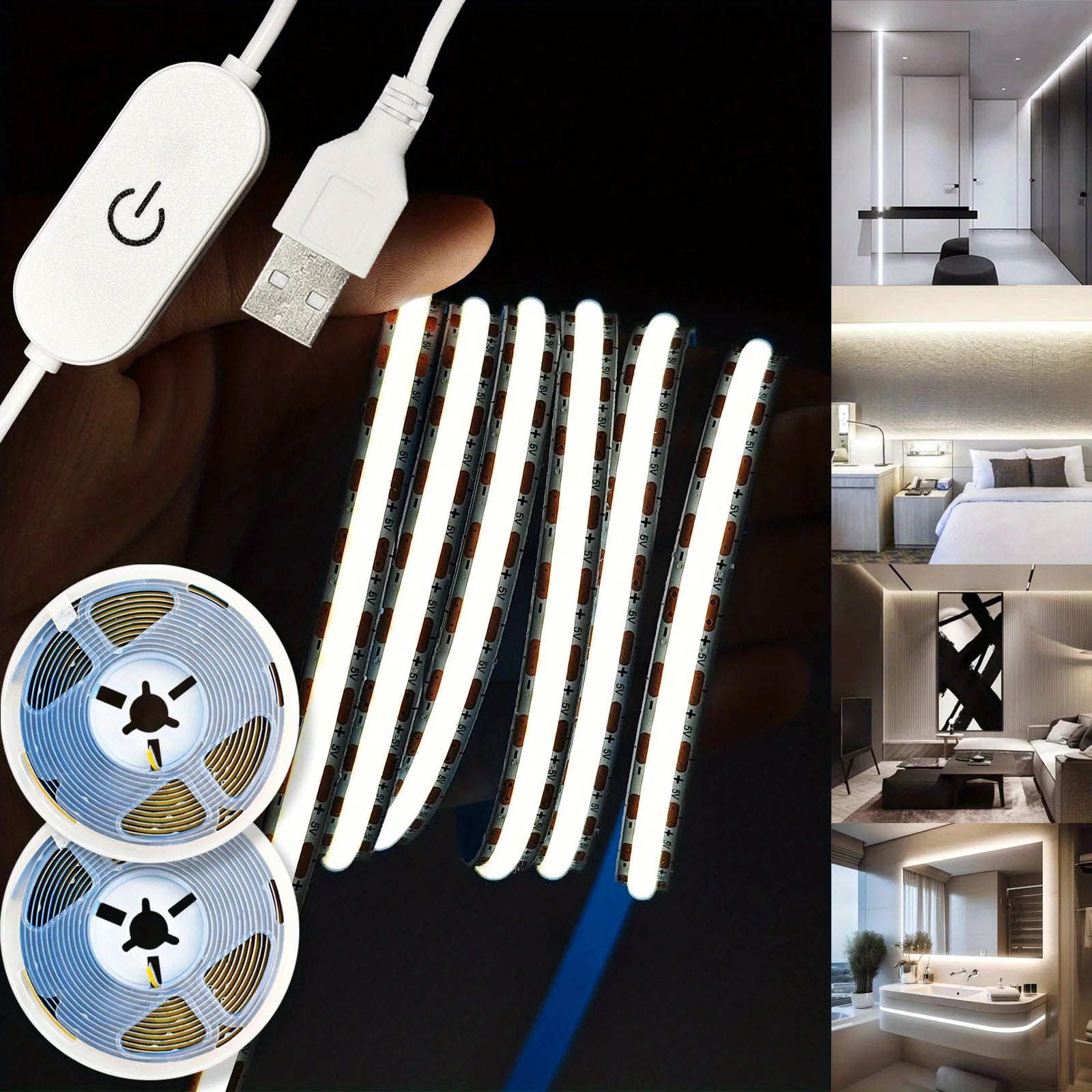 Tira LED COB USB 5V - 320 LEDs/m Táctil Regulable