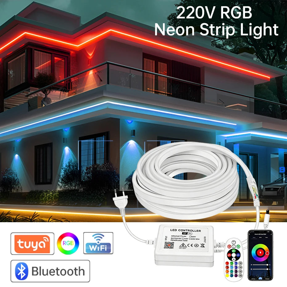 Tira LED Neon 220V RGB 1-100m - Exterior IP67 WiFi Tuya