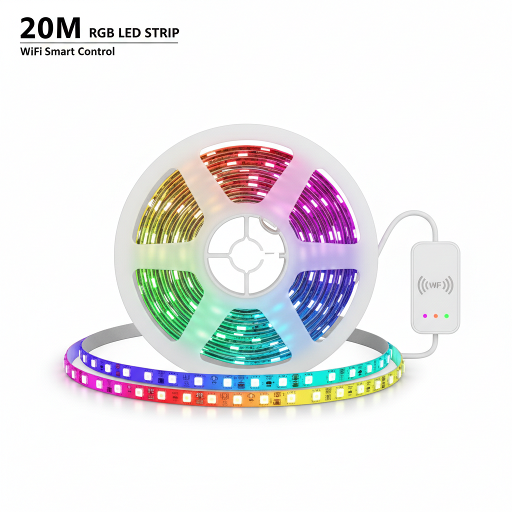 Tira LED RGB 20m frontal