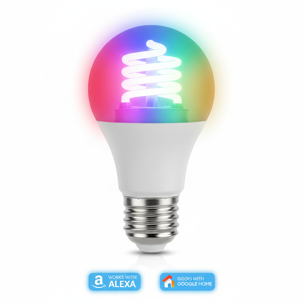 Bombilla inteligente E27 RGB WiFi compatible con Alexa y Google Home